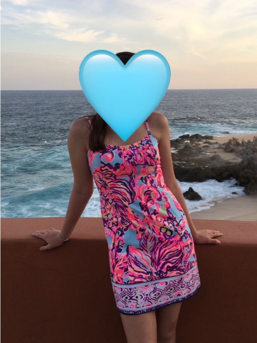 Lilly Pulitzer Shelli Stretch Shift Dress in Pink & Blue with Bow-Tie Back